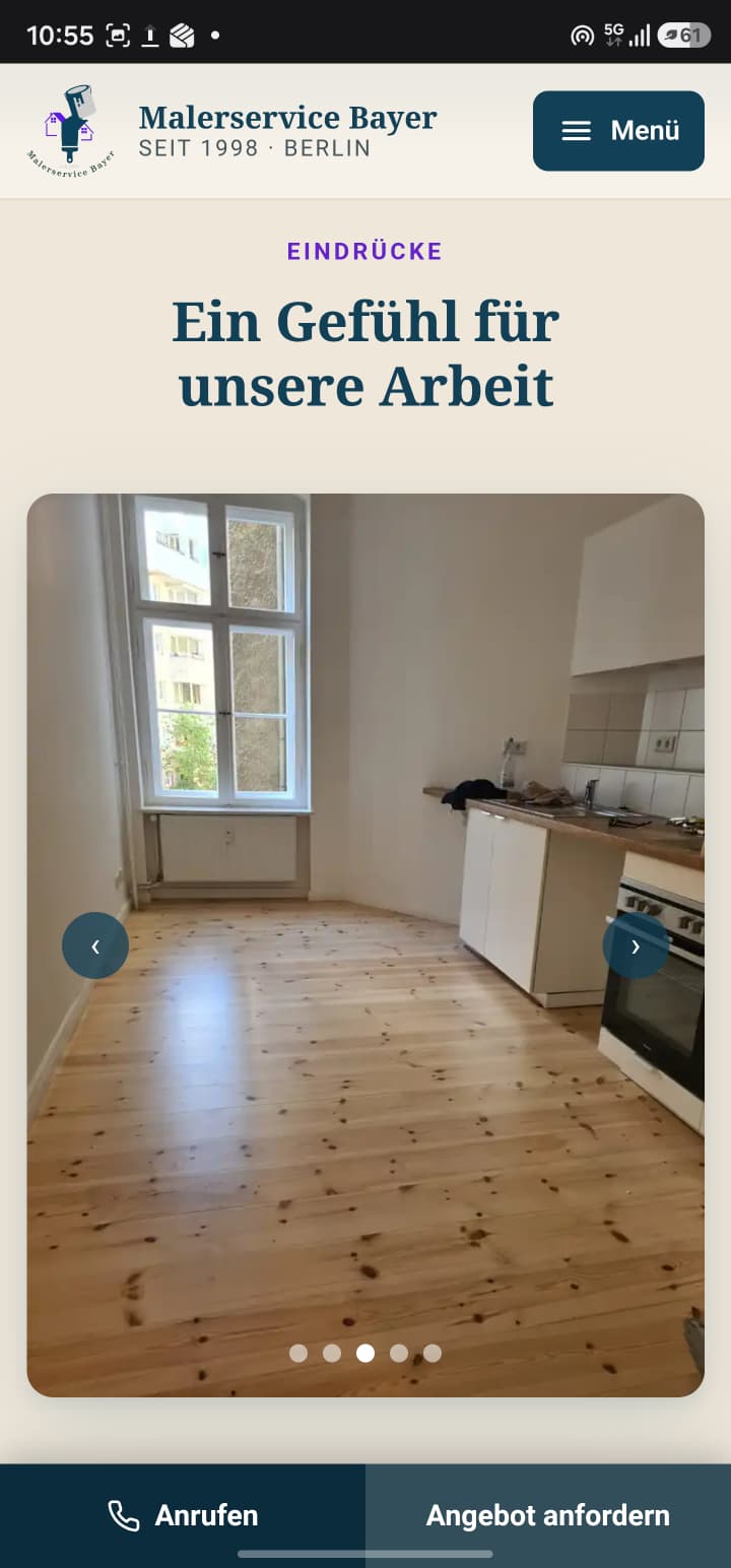 Mobile Referenzansicht von Malerservice Bayer ohne Statusleiste