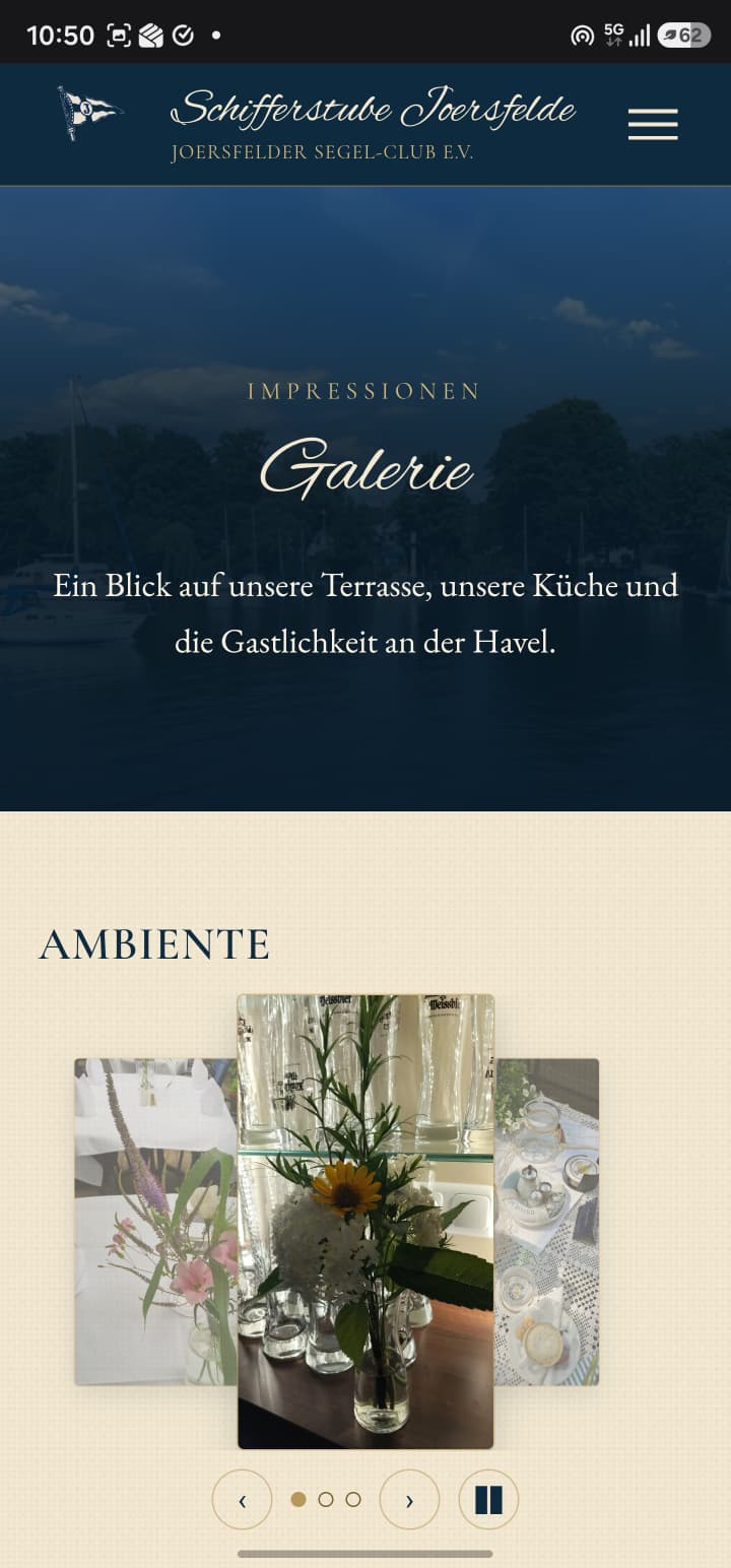 Mobile Galerieansicht der Schifferstube Joersfelde ohne Statusleiste